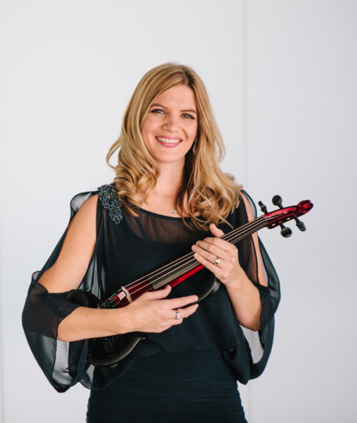 Ashley Rescot with red electric violin